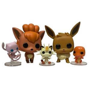 Funko Pop Pokémon Eevee, Vulpix, Mew, Meowth and Charmander Figures